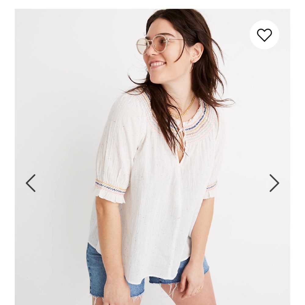 Madewell rainbow smocked peasant top